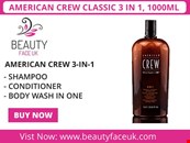 AMERICAN CREW, CLASSIC	(3 IN 1 - SHAMPOO, CONDITIONER AND BODY WASH 1000ML )