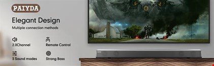  Paiyda FS22– 2.0 Bluetooth Soundbar for TV with Built-in Subwoofer 35 inch