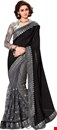 Gopinath Creation Embroidered Bollywood Cotton Silk Saree (Black, Grey)