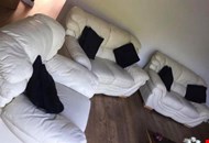3 Piece Cream Leather Suite