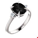 Sparkling 3 Stone Black Diamond Engagement Rings