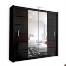 Brand New 2 Door Monaco Mirror Sliding Wardrobe with LED Light in Black/White Color & 150/203cm Size
